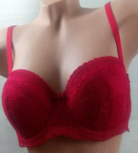 Lade das Bild in den Galerie-Viewer, Schalen-BH mit Bügel und Spitze, Cups B-C, Größe 80-90, rot (N28)