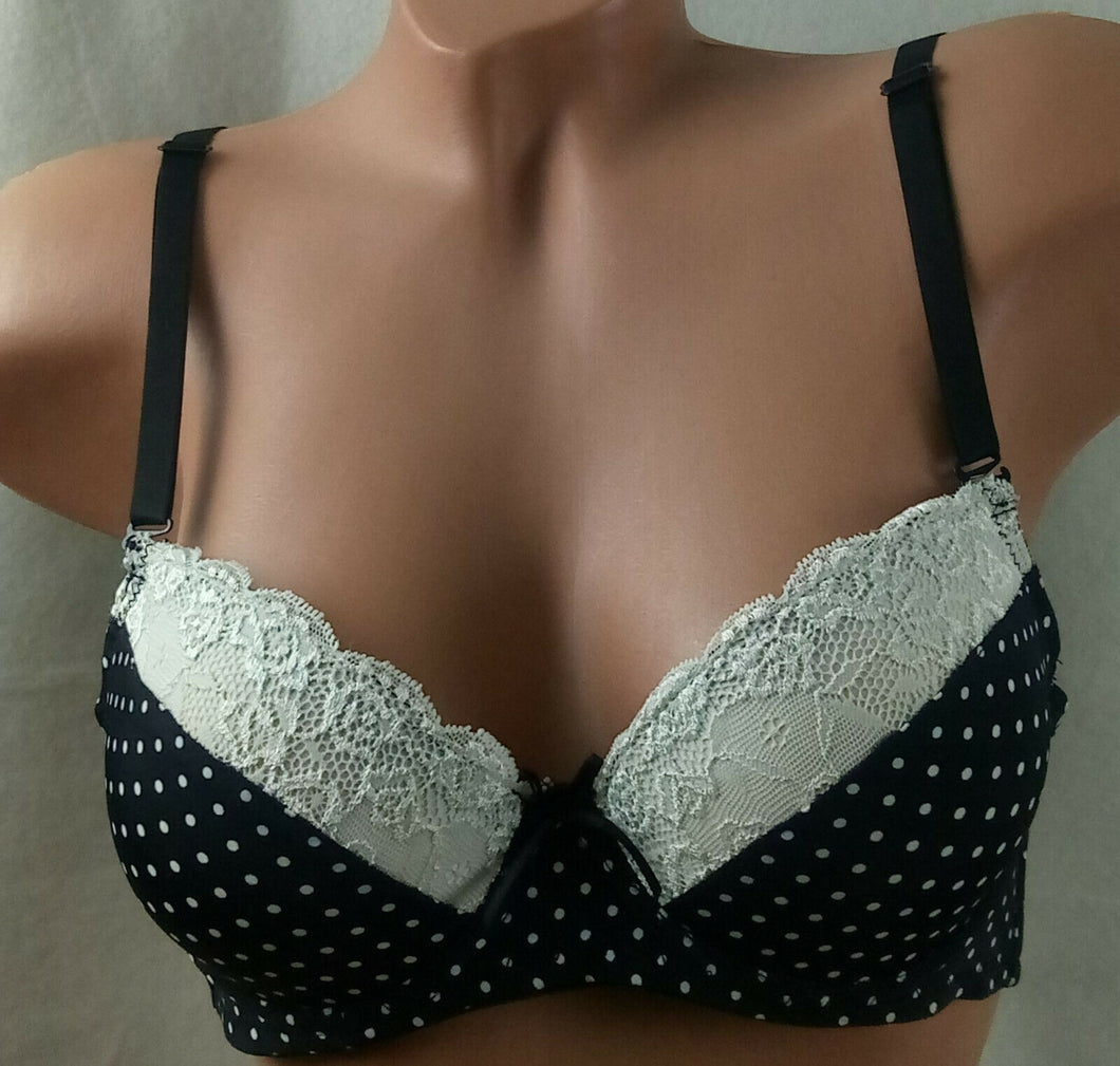 Push-Up BH von Lady Dreams, Modell Belinda Farbe schwarz weiße Punkte (F01)