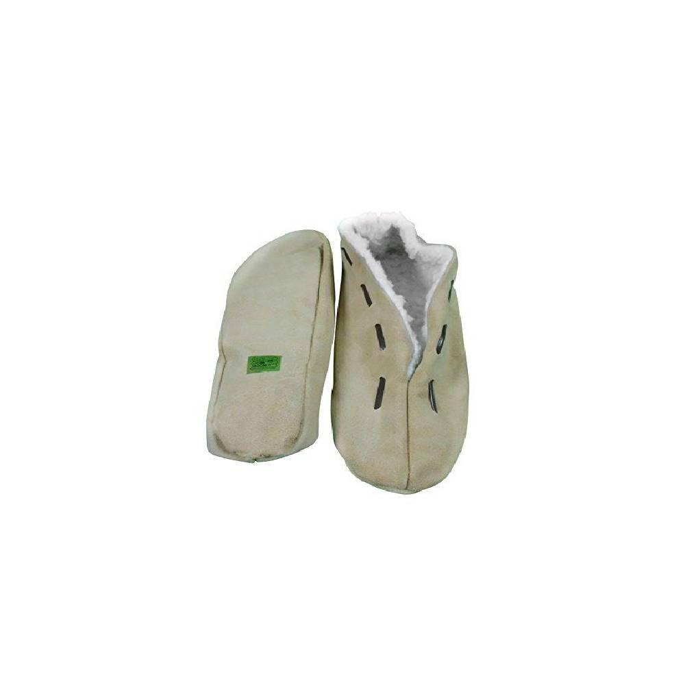 BOOM IT Mokassin Hausschuhe Huettenschuhe Schluffis Leder beige Innenfutter Webfell sch96